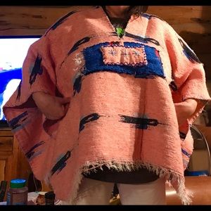 Handmade Santa Fe style Mexican blanket poncho